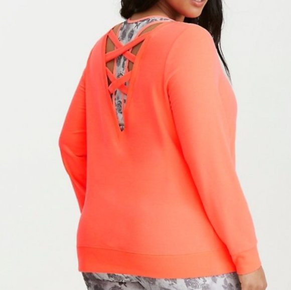 torrid Tops - Torrid Strappy Back Pull Over Sweatshirt Coral